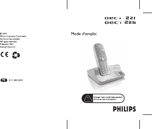 Mode d’emploi Philips DECT2252S Téléphone sans fil