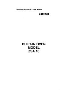 Bruksanvisning Zanussi ZSA10B Ugn
