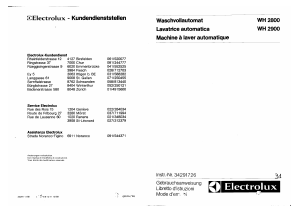 Manuale Electrolux WH2900 Lavatrice