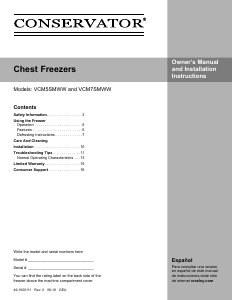 Manual de uso Conservator VCM7SMWW Congelador