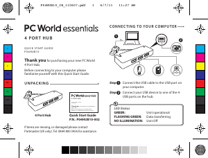 Manual PC World Essentials P04HUB10 USB Hub