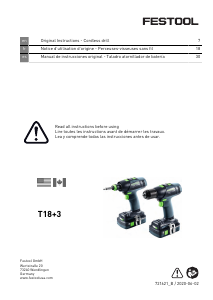 Mode d’emploi Festool T 18+3 HPC 4.0 I-Plus Perceuse visseuse