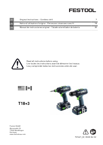 Manual de uso Festool T18+3-E Basic Atornillador taladrador