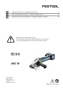 Mode d’emploi Festool AGC 18-115 Li 5.2 EBI-Plus Meuleuse angulaire