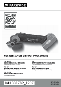 PARKSIDE PWSAP20 Cordless Angle Grinder User Guide