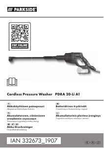 Vadovas Parkside PDRA 20-Li A1 Slėginis plovimo įrenginys