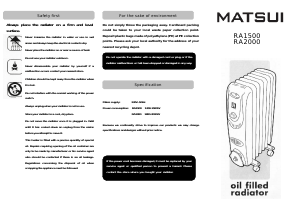 Manual Matsui RA2000 Heater