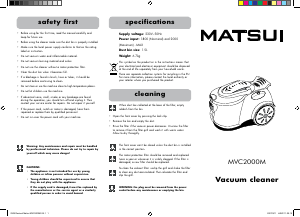Manual Matsui MVC2000M Vacuum Cleaner