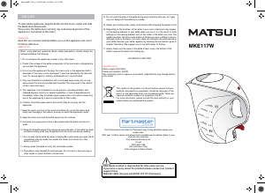 Handleiding Matsui MKE117W Waterkoker