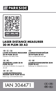 Mode d’emploi Parkside IAN 304471 Mètre de distance au laser