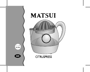 Bruksanvisning Matsui MJU100 Citruspress