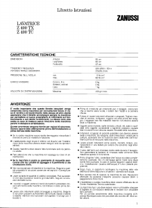 Manuale Zanussi Z400TC Lavatrice