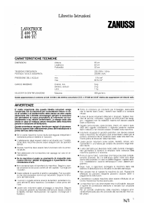 Manuale Zanussi Z400TX Lavatrice