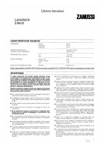 Manuale Zanussi Z650JS Lavatrice