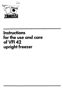 Handleiding Zanussi VFI42 Vriezer