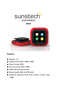 Mode d’emploi Sunstech SHIVA Lecteur Mp3