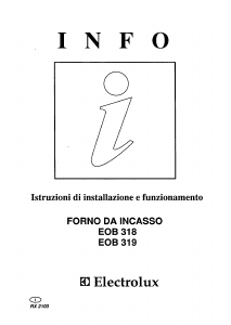 Manuale Electrolux EON318B Forno