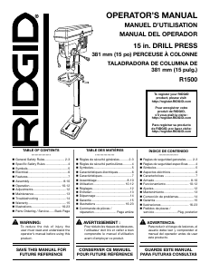 Manual RIDGID R1500 Drill Press