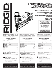 Mode d’emploi RIDGID R250AFE Cloueur