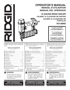 Manual RIDGID R213BNE Nail Gun