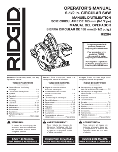 Bruksanvisning RIDGID R3204 Cirkelsåg