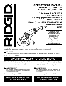 Handleiding RIDGID R1020 Haakse slijpmachine