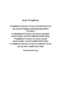 Bruksanvisning Acer P1260Bi Projektor