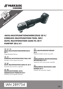 Manual Parkside PAMFWP 20-Li A1 Multitool