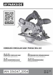 Manual Parkside IAN 356347 Circular Saw