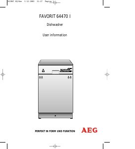 Manual AEG F64470I-M Dishwasher