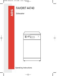 Manual AEG F44740 Dishwasher