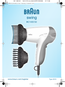 Hướng dẫn sử dụng Braun BC 1400 S2 Máy sấy tóc