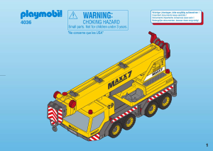 Mode d’emploi Playmobil set 4036 Construction Grue mobile géante