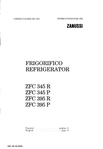 Handleiding Zanussi ZFC395R Koelkast