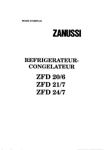 Mode d’emploi Zanussi ZFD21/7 Réfrigérateur combiné