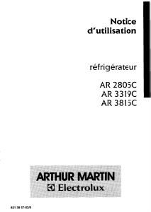 Mode d’emploi Arthur Martin-Electrolux AR3319C Réfrigérateur