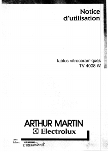 Mode d’emploi Arthur Martin-Electrolux TV4008W Table de cuisson