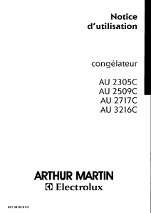 Mode d’emploi Arthur Martin-Electrolux AU 2717 C Congélateur