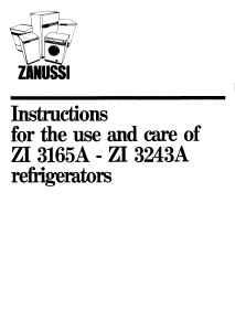 Manual Zanussi ZI3165A Refrigerator