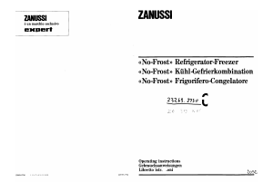 Handleiding Zanussi ZN315KNF Koel-vries combinatie