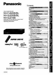 Manual Panasonic NV-FJ620 Video recorder