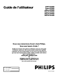 Mode d’emploi Philips 30PW9100D Téléviseur