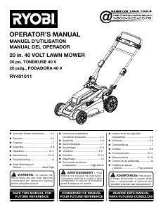 Manual de uso Ryobi RY401110-Y Cortacésped