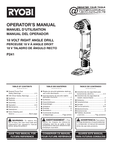 Mode d’emploi Ryobi P241 Perceuse visseuse