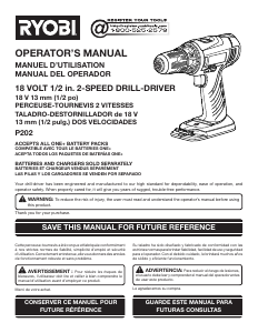 Manual Ryobi P202 Drill-Driver