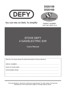 Handleiding Defy DGS159 Fornuis