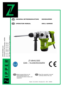 Manual Zipper ZI-BHA1500 Rotary Hammer