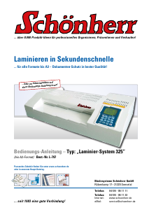 Bedienungsanleitung Schönherr 325 Laminiergerät