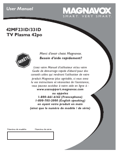 Mode d’emploi Magnavox 42MF231D Téléviseur plasma