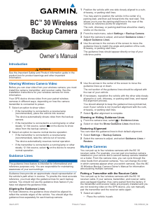 Manual Garmin BC30 Reversing Camera